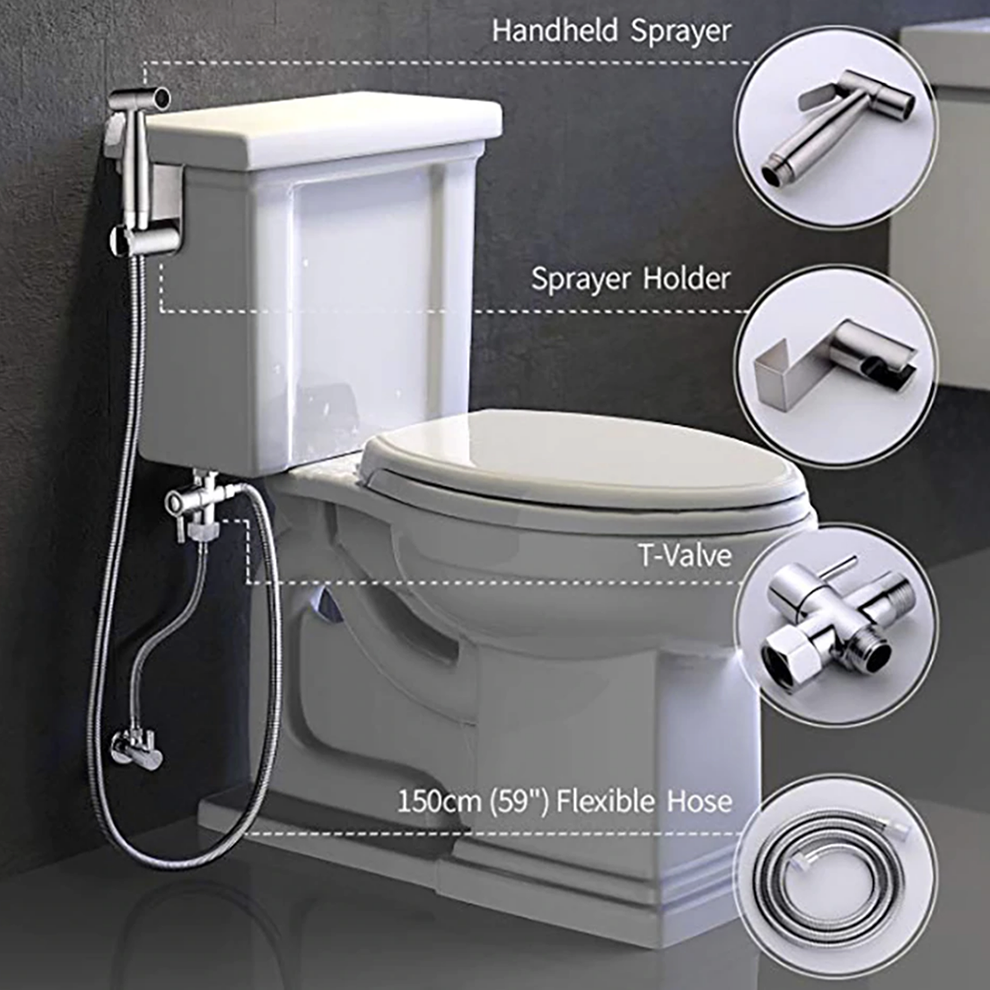 Stainless steel handheld bidet sprayer kit